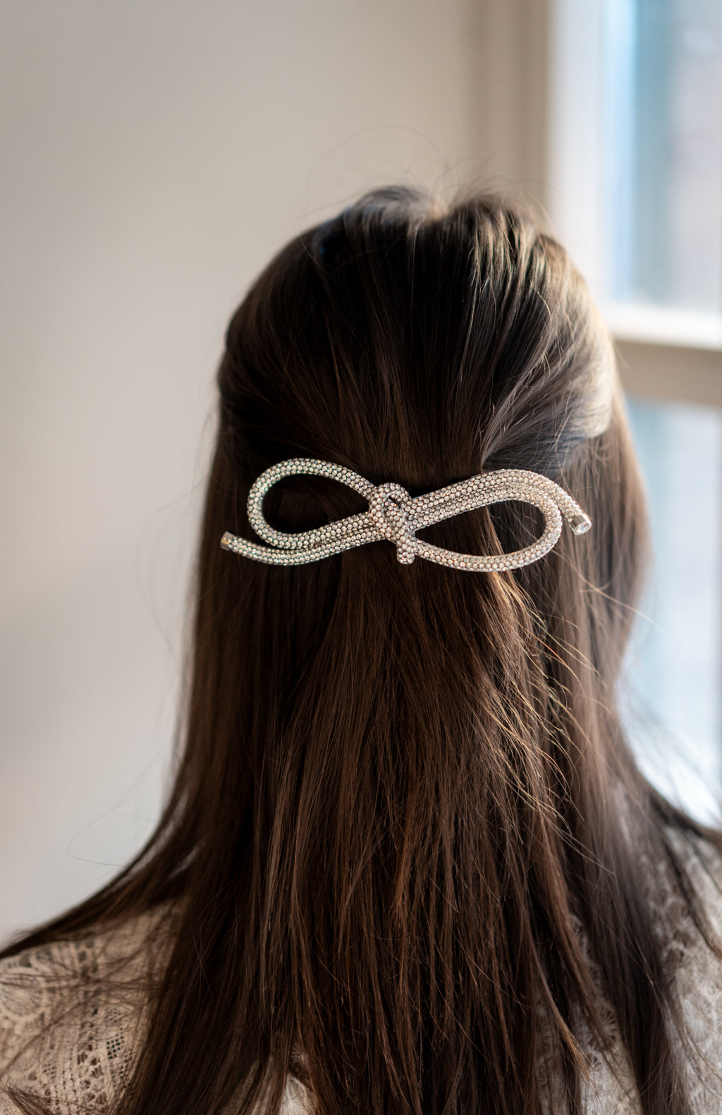 Bedazzled Bow silver, hårspänne